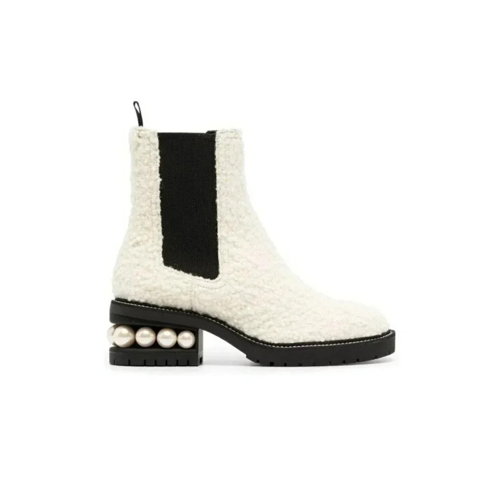 Nicholas Kirkwood Casati Pearl-Embellished Ankle Boots Size 38.5 EU MSRP $1,389